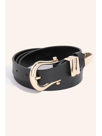 ANARCHY STREET - Horse Shoe Shape Buckle Leather Belt BLACK