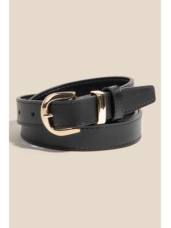 ANARCHY STREET - Stitched Border Thin Leather Belt BLACK