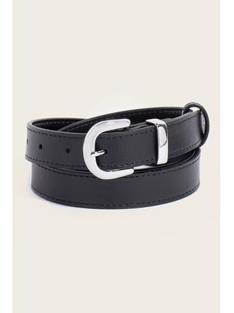 ANARCHY STREET - Stitched Border Thin Leather Belt BLACK