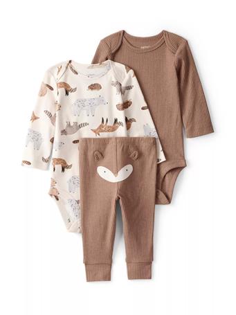 CARTERS - Baby Boys Three Piece Fox Bodysuit Set BROWN