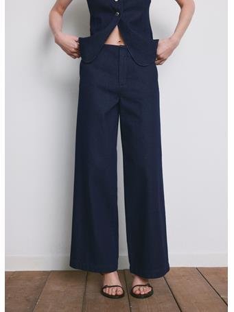 MANGO - Wide Leg Mid-rise Jeans DARK BLUE