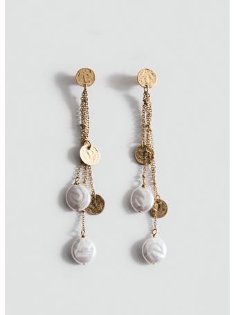 MANGO - Long Beaded Earrings GOLD