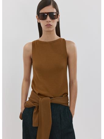 MANGO - Fine-knit Top LT PASTEL BROWN