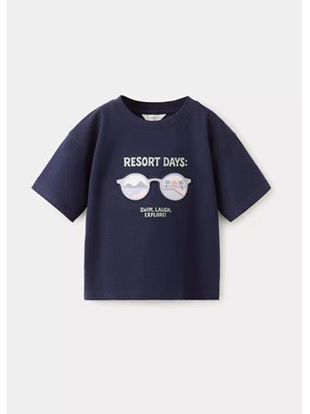 MANGO - Printed Cotton-blend T-shirt NAVY