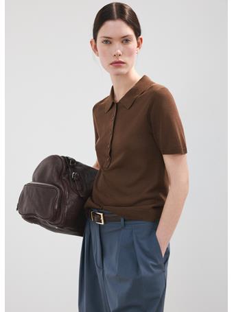 MANGO - Knitted Polo-neck Sweater DARK BROWN