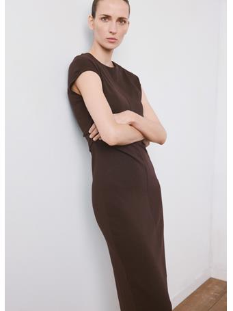 MANGO - Midi-dress With Draped Detail DARK BROWN