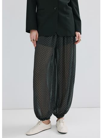 MANGO - Polka Dot Baggy Trousers BLACK