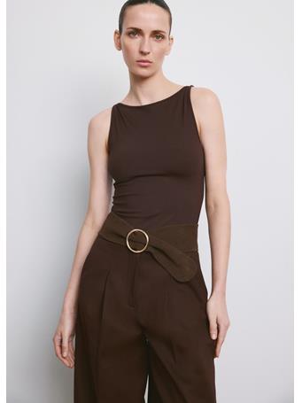 MANGO - Fitted Crop Top DARK BROWN