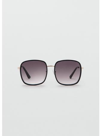 MANGO - Square Metallic Frame Sunglasses BLACK