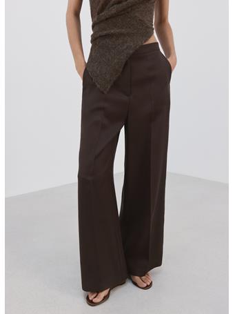 MANGO - High-waisted Lyocell Trousers DARK BROWN