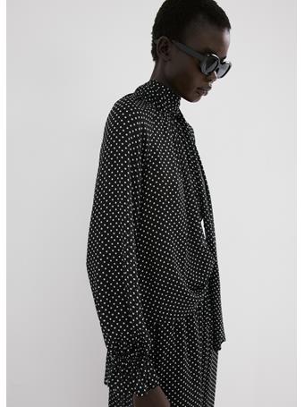 MANGO - Polka Dot High-neck Blouse BLACK