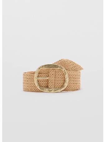 MANGO - Natural Fibre Belt With Oval Buckle LIGHT BEIGE