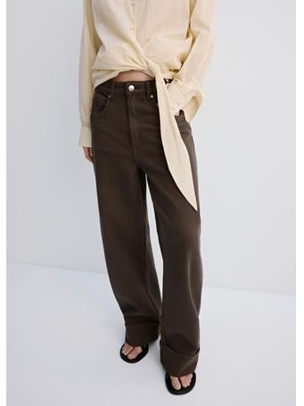 MANGO - Balloon Jeans With Rolled-up Hem DARK BROWN