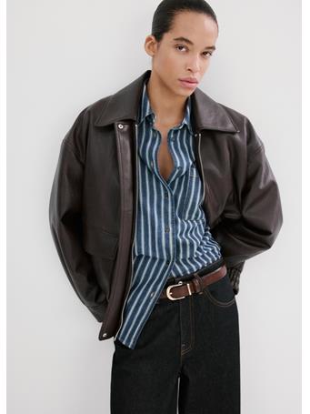 MANGO - Striped Denim Shirt MEDIUM BLUE