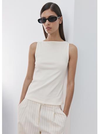 MANGO - Fitted Cotton Top NATURAL WHITE