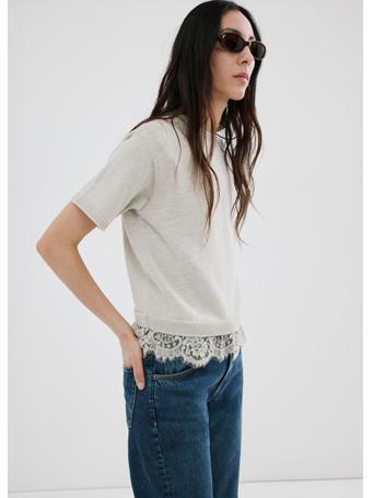 MANGO - Ribbed Lace-trimmed Jumper LIGHT BEIGE