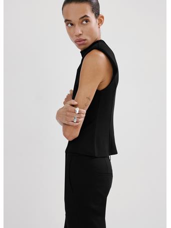 MANGO - Peplum Shoulder Pad T-shirt BLACK