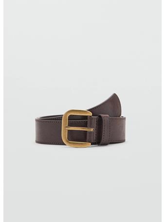 MANGO - Square Buckle Belt DARK BROWN