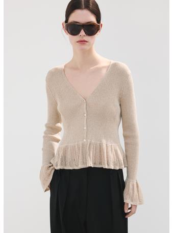 MANGO - Ruffle  Knit Cardigan LIGHT BEIGE