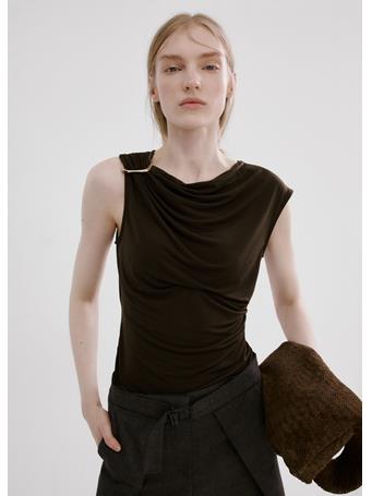 MANGO - Metal Detail Top DARK BROWN