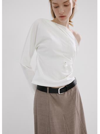 MANGO - Cotton Blouse With Asymmetrical Collar NATURAL WHITE