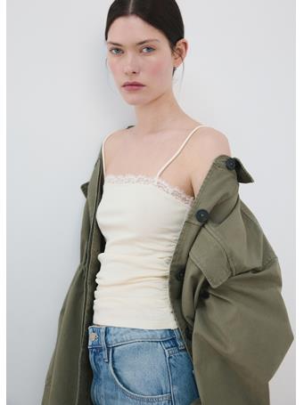 MANGO - Top With Lace Neck YELLOW