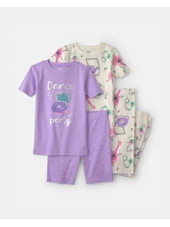 CARTERS - Girls Dance Party 100% Cotton 4-Piece Pajama Set PURPLE