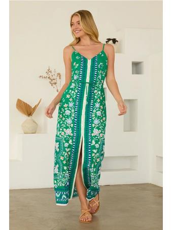 SKIES ARE BLUE - Enchanted Garden Dress GREEN NAVY