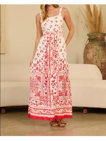 SKIES ARE BLUE - Light and Airy Floral Dress WHITE-ORANGE