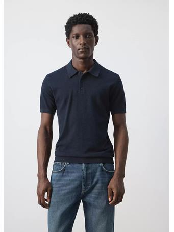 MANGO - Fine-knit Polo With Microstructure NAVY