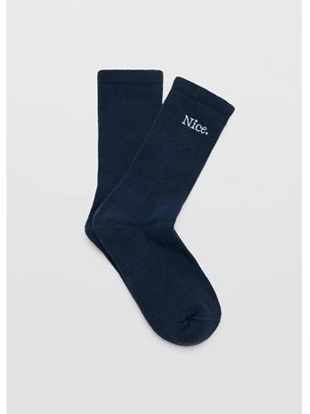 MANGO - Embroidered Cotton Socks NAVY