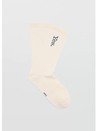 MANGO - Embroidered Cotton Socks OFF WHITE