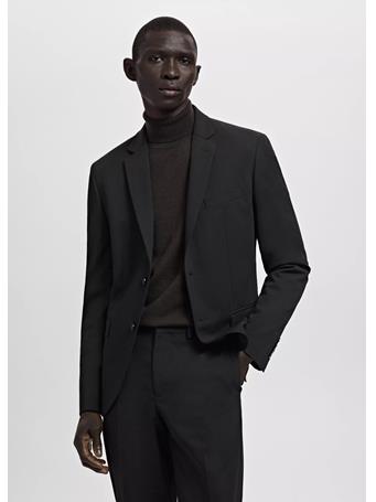 MANGO - Super Slim-fit Suit Jacket In Stretch Fabric BLACK