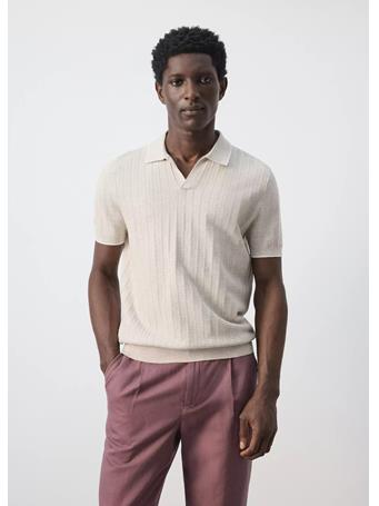 MANGO - Structured Fine-knit Polo Shirt GREY