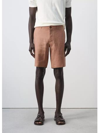 MANGO - Slim-fit 100% Linen Bermuda Shorts SALMON