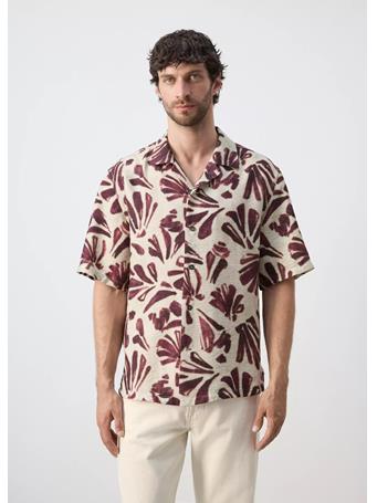 MANGO - Printed Flowing Shirt With Bowling Collar PURPLE