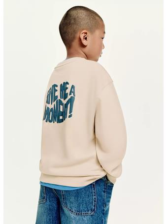MANGO - Embossed Text Sweatshirt LIGHT BROWN