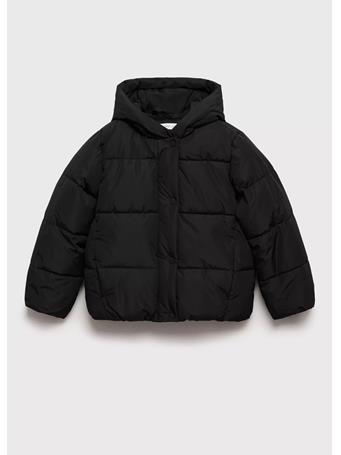 MANGO - Hooded Liner Quilted Coat BLACK