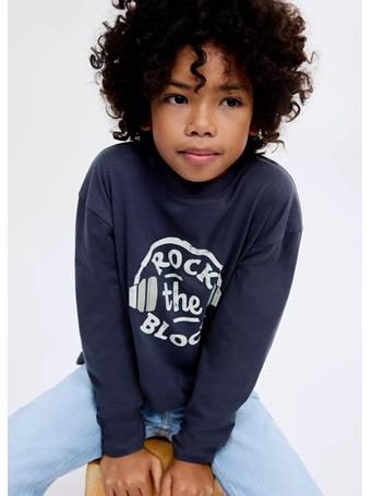 MANGO - Printed Long Sleeve T-shirt NAVY