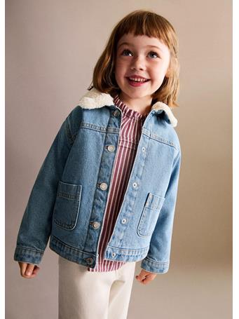 MANGO - Fur-effect Denim Jacket BLUE