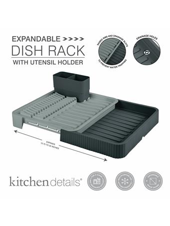 KENNEDY INTERNATIONAL - Sliding Dish Rack with Utensil Holder GREY