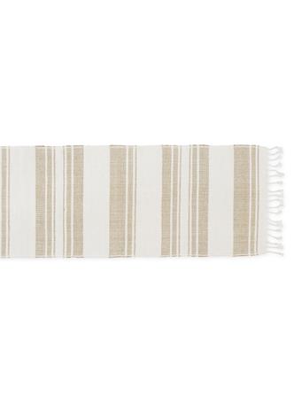 DESIGN IMPORTS - Coastal Sands Stripe Cotton Jute Table Runner BEIGE/WHITE