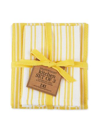 DESIGN IMPORTS - Yarrow Yellow Classic Stripe Heavyweight Kitchen Set of 3 YELLOW