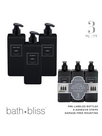 KENNEDY INTERNATIONAL - Reusable Shampoo, Conditioner & Body Wash Dispenser Set BLACK