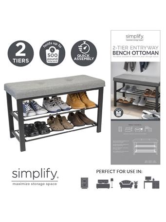 KENNEDY INTERNATIONAL - 2-Tier Entryway Bench Ottoman/Shoe Rach GREY