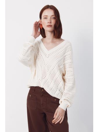 CORTEFIEL - Striped Openwork Sweater IVORY