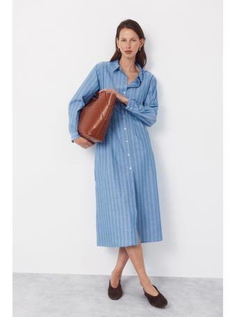 CORTEFIEL - Striped Shirt Dress BLUE PRINT