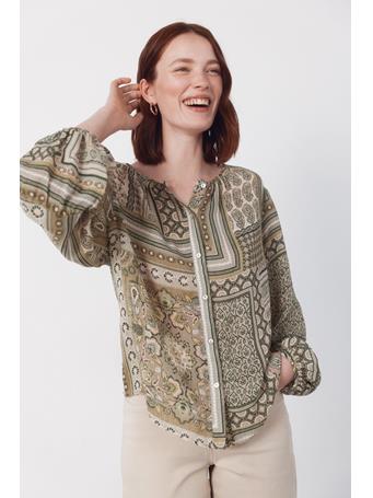 CORTEFIEL - Printed Blouse LIGHT KHAKI
