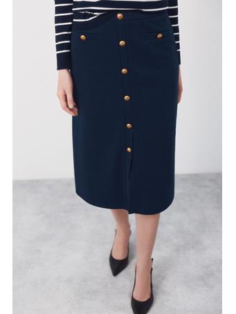 CORTEFIEL - Button-up Knit Skirt NAVY
