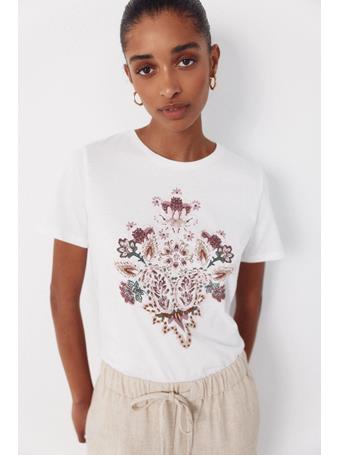 CORTEFIEL - Floral Print T-shirt WHITE